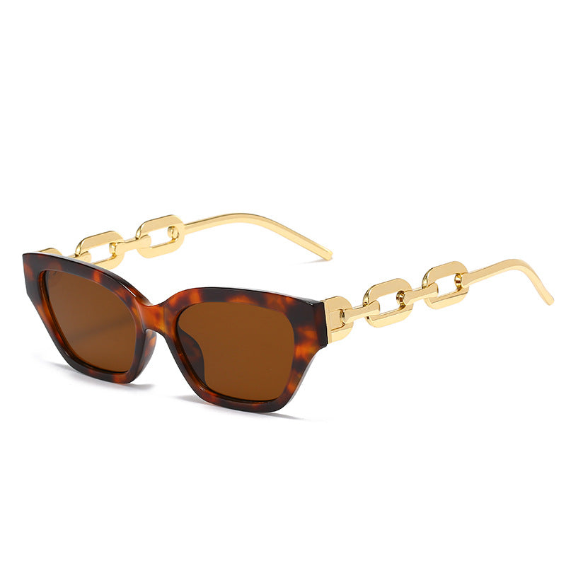 Wholesale Retro Cat-eye Fashion Polygonal Sunshade Small Frame Chain Sunglasses